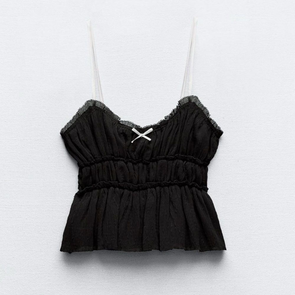 Zara Black Tank with White Bow